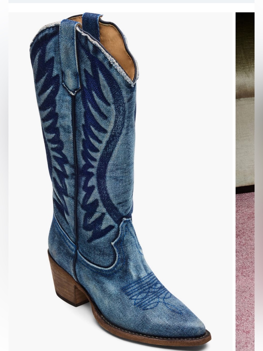 Steve Madden Denim Blue Western Knee-High Boot NEW in box - Picture 2 of 11